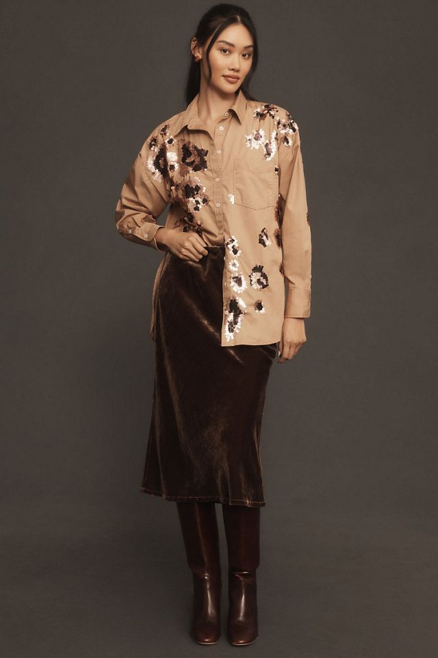 Maeve The Bennet Buttondown Shirt: Sequin Leopard Edition #3