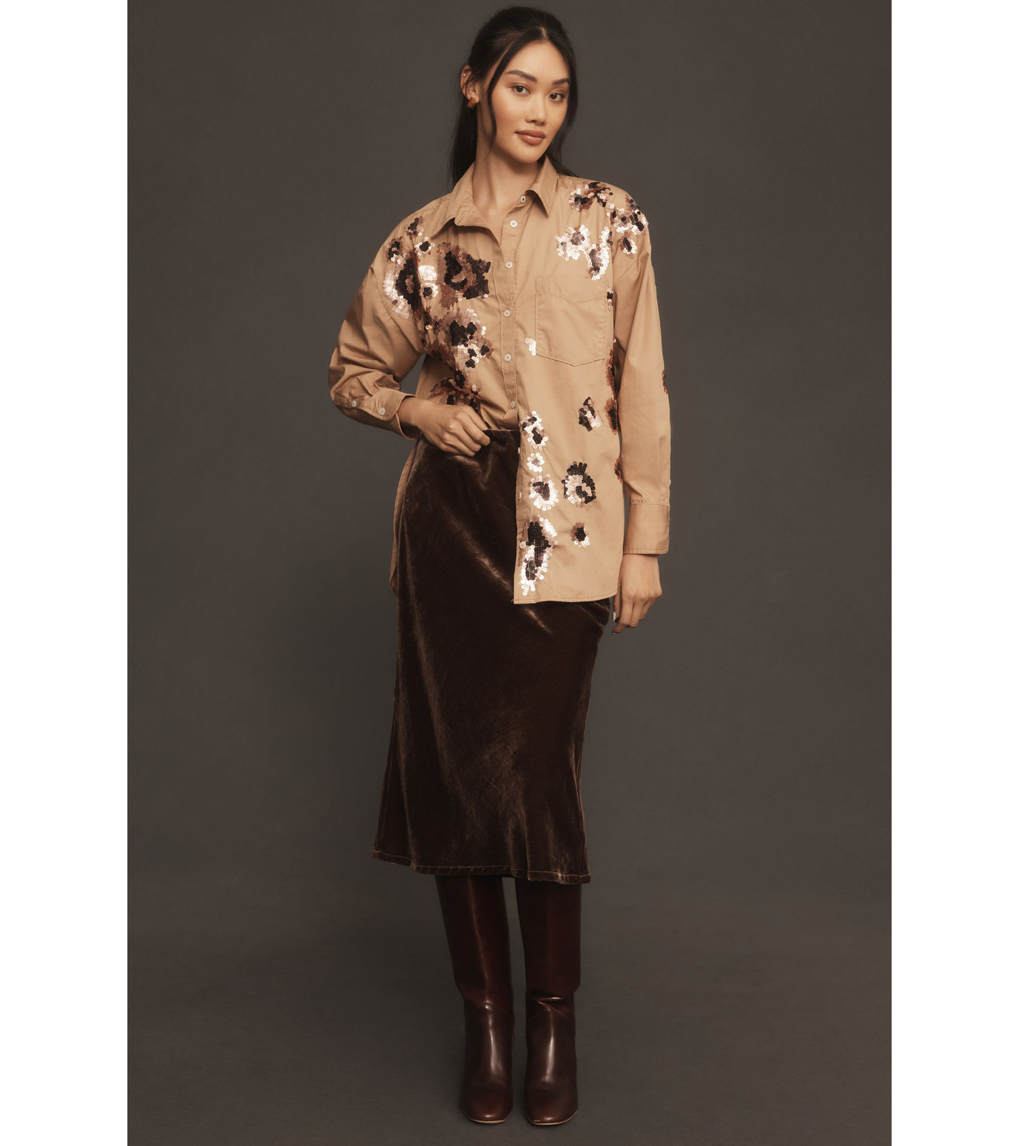 Maeve The Bennet Buttondown Shirt: Sequin Leopard Edition — Image 4