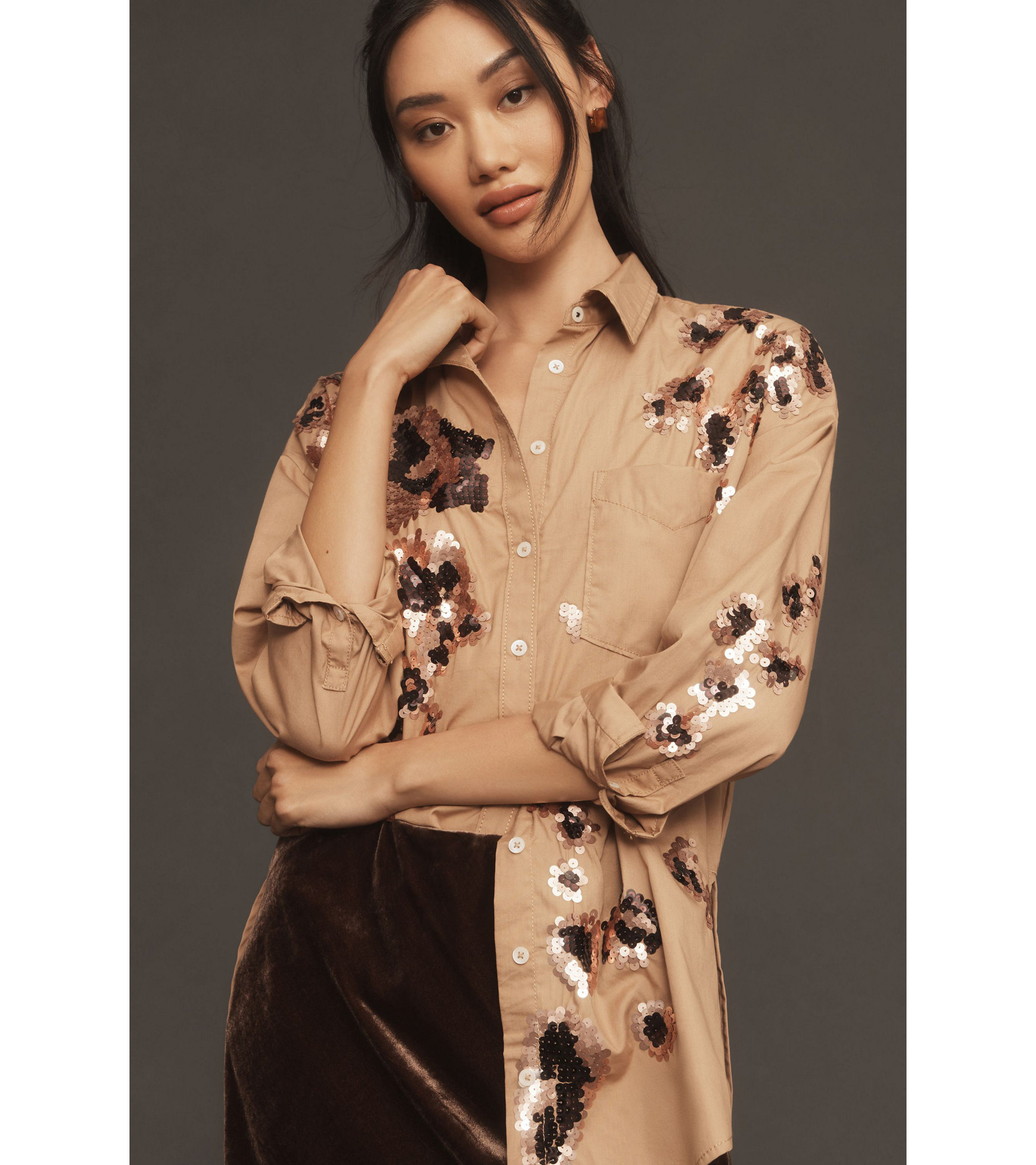 Maeve The Bennet Buttondown Shirt: Sequin Leopard Edition — Image 5