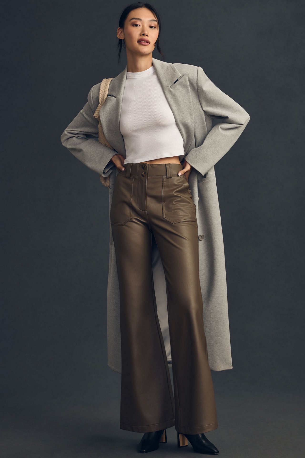 Maeve The Naomi Vegan Leather Wide-Leg Flare Pants