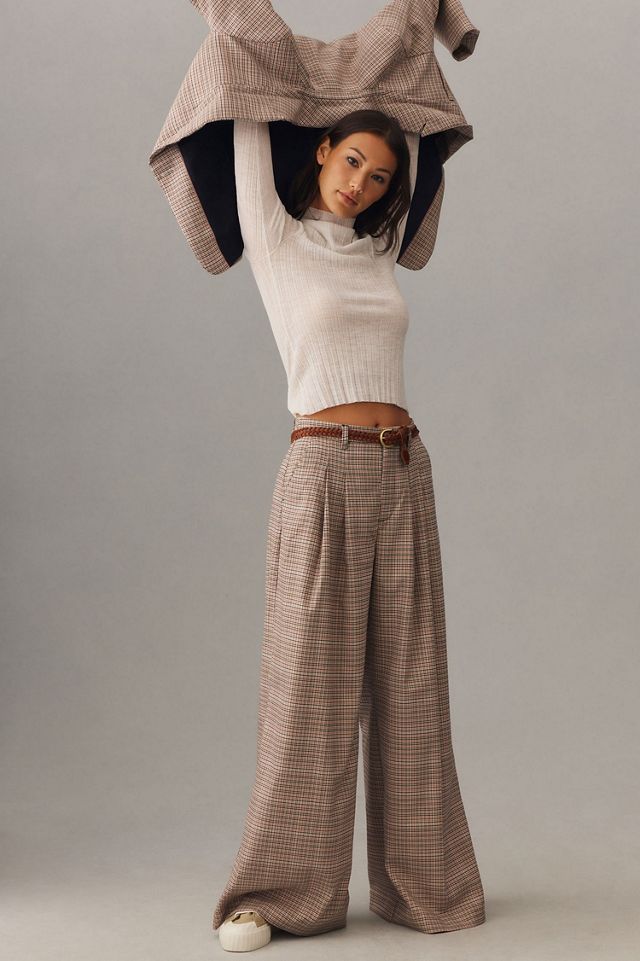 Maeve The Avery Pleated Wide-Leg Trousers: Plaid Edition #2