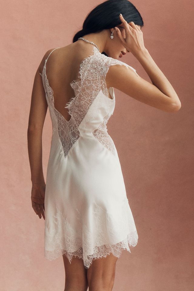 Lace Dresses Like Bhldn BHLDN Evelyn Lace V-Neck High-Low Midi Dress