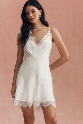 V. Chapman Poppy Lace Bustier Peplum Mini Dress | Anthropologie