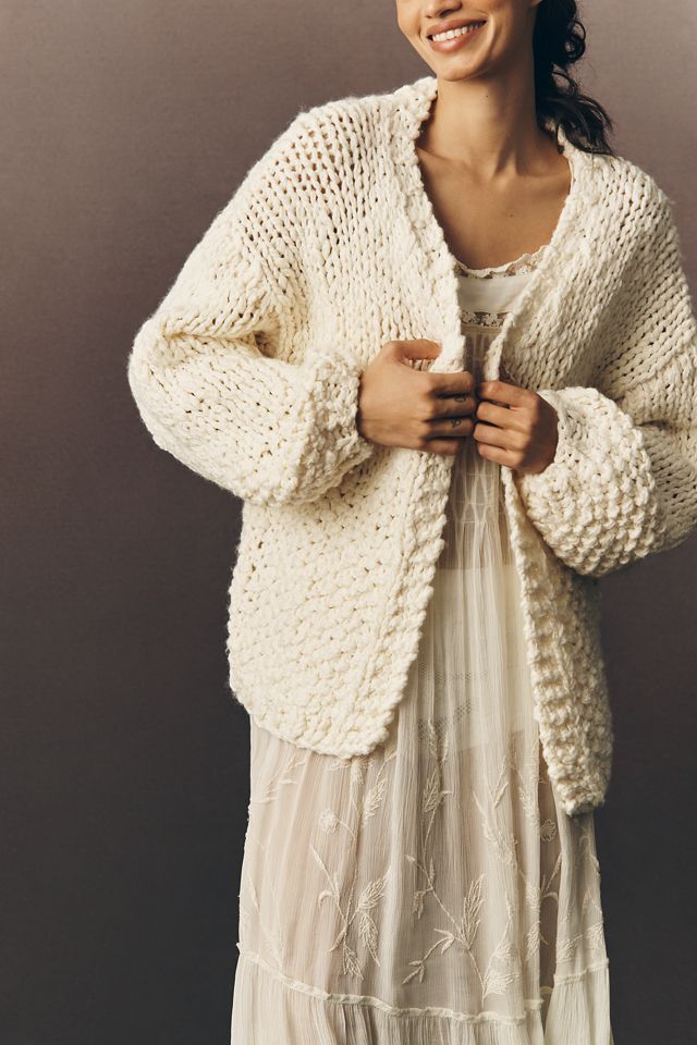 By Anthropologie Hand-Knit Chunky Cardigan Sweater #2