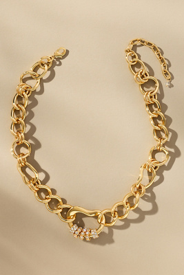 By Anthropologie Chunky Link Lock Necklace In Gold