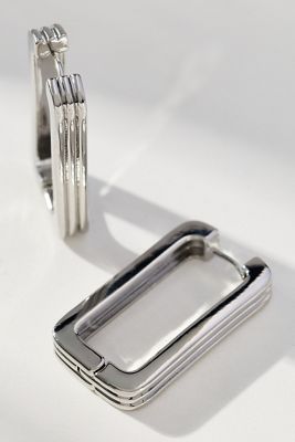 Ribbed Linear Hoop Earrings