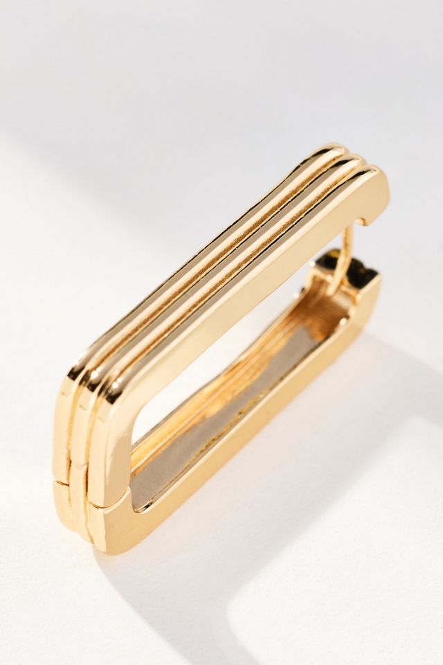 Ribbed Linear Hoop Earrings #1