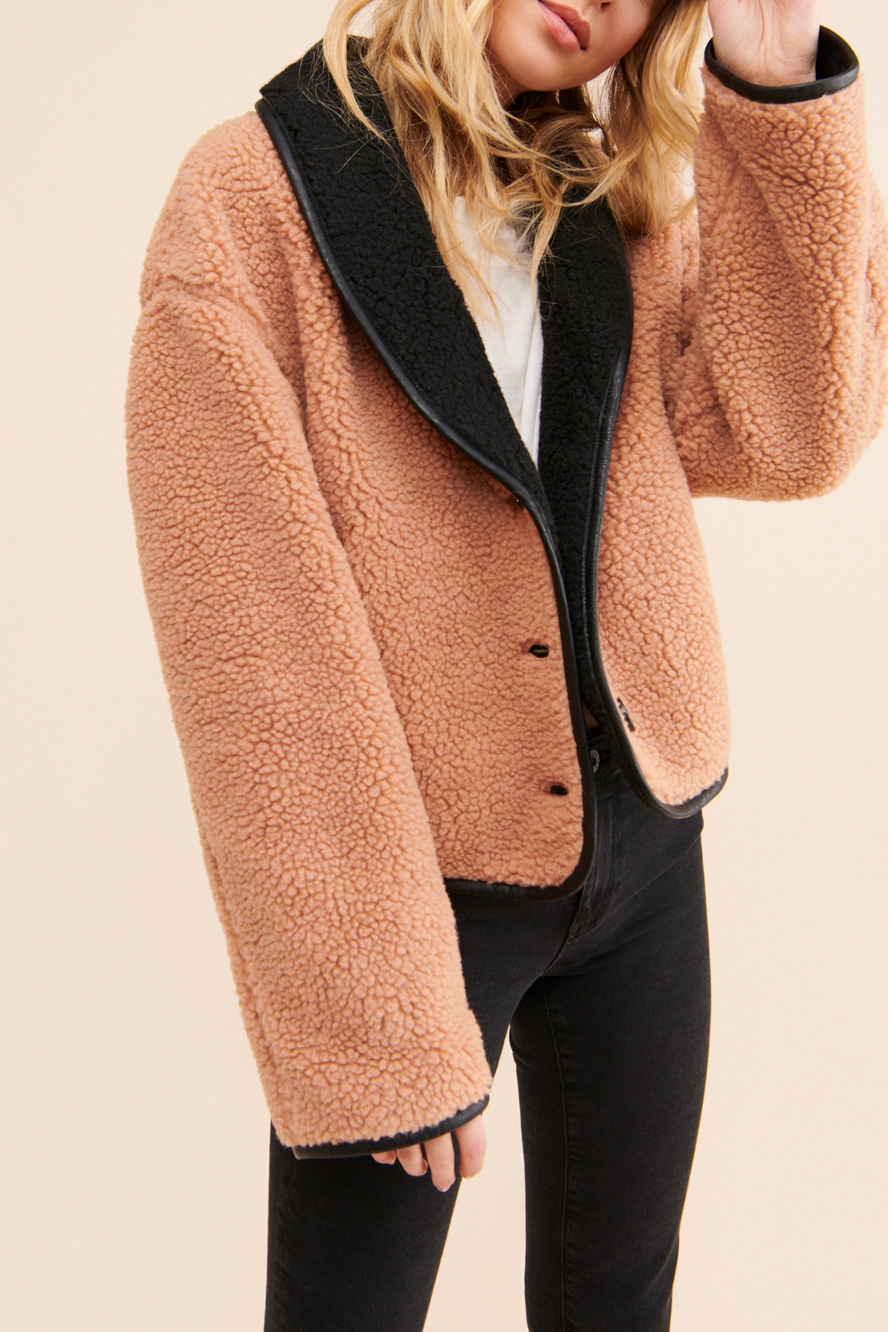 Moon River Sherpa Shawl Collar Jacket