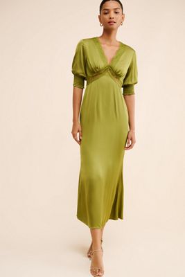 green emerald velvet dress Leopard Lucia Dress – Never Fully Dressed main image 1