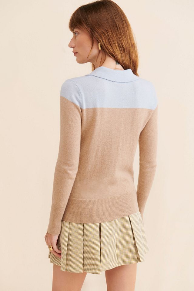Pure Cashmere Two Tone Cashmere Polo Sweater #1