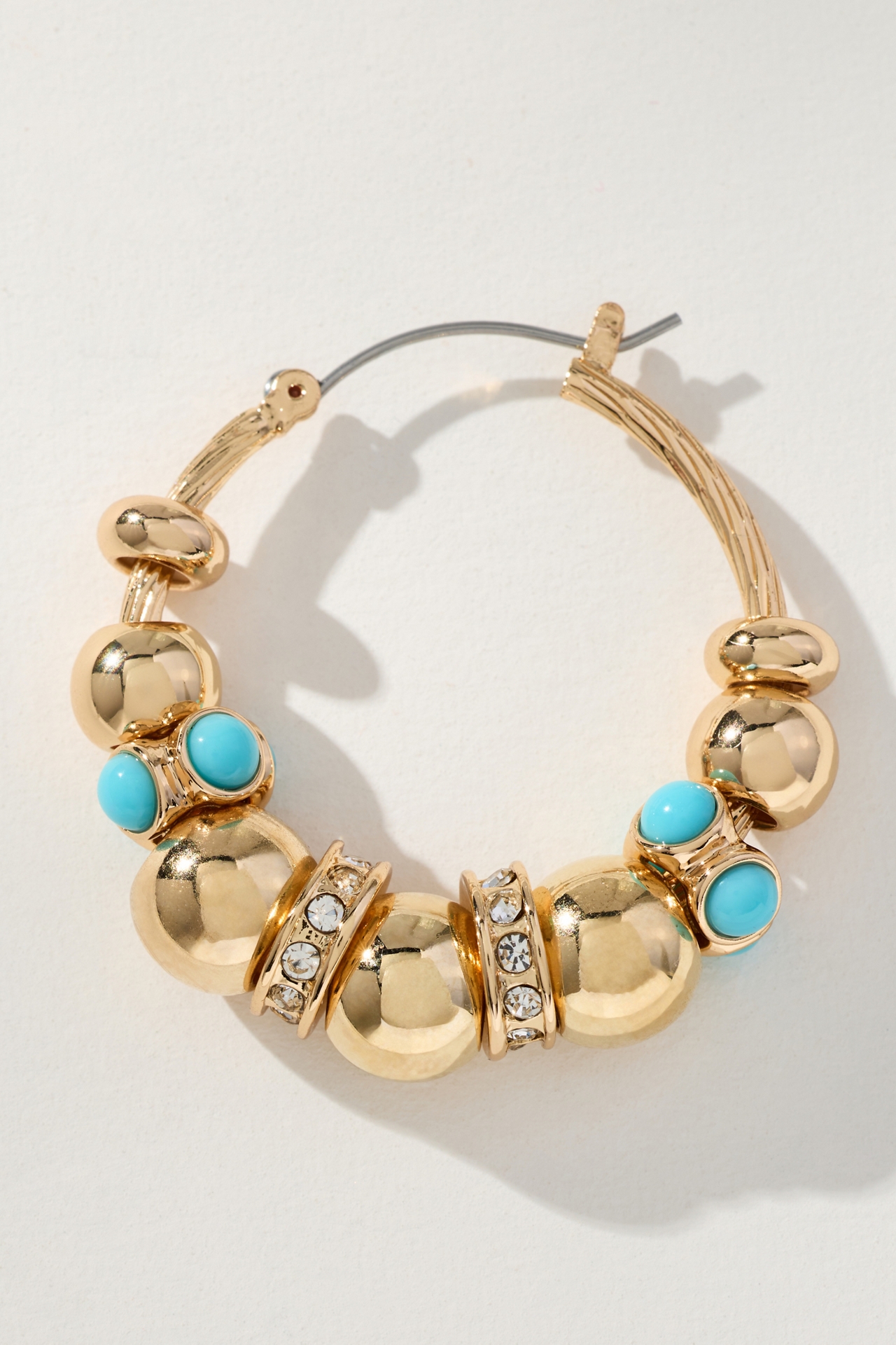 Multi-Bead Gold Hoop Earrings