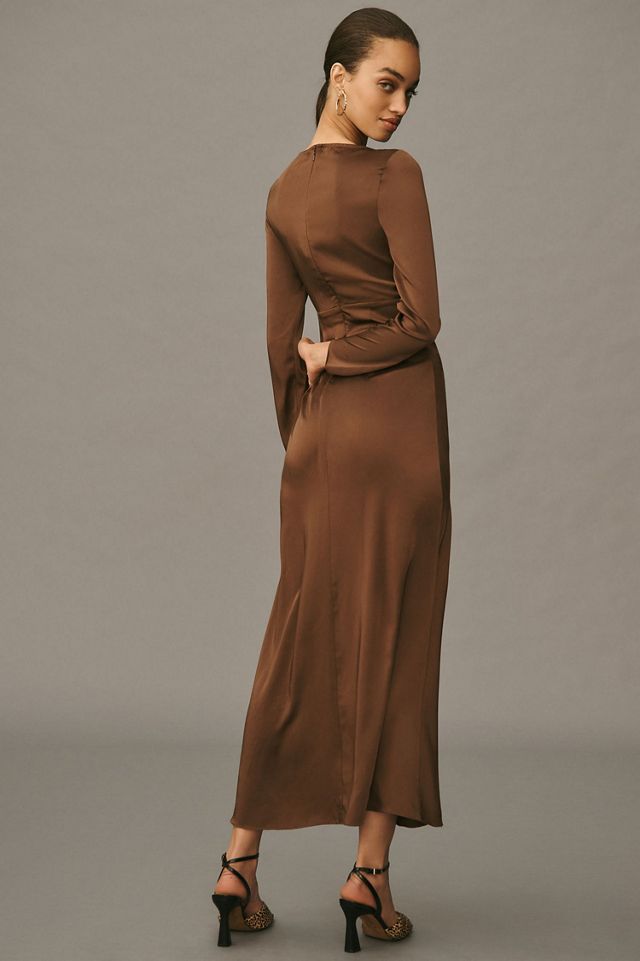 Bardot Bardot Daring Satin Long-Sleeve Maxi Dress #1