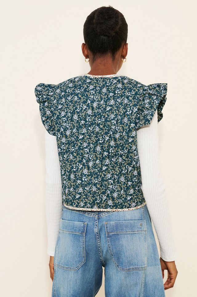 Dolan Printed Ruffle Quilted Vest #1