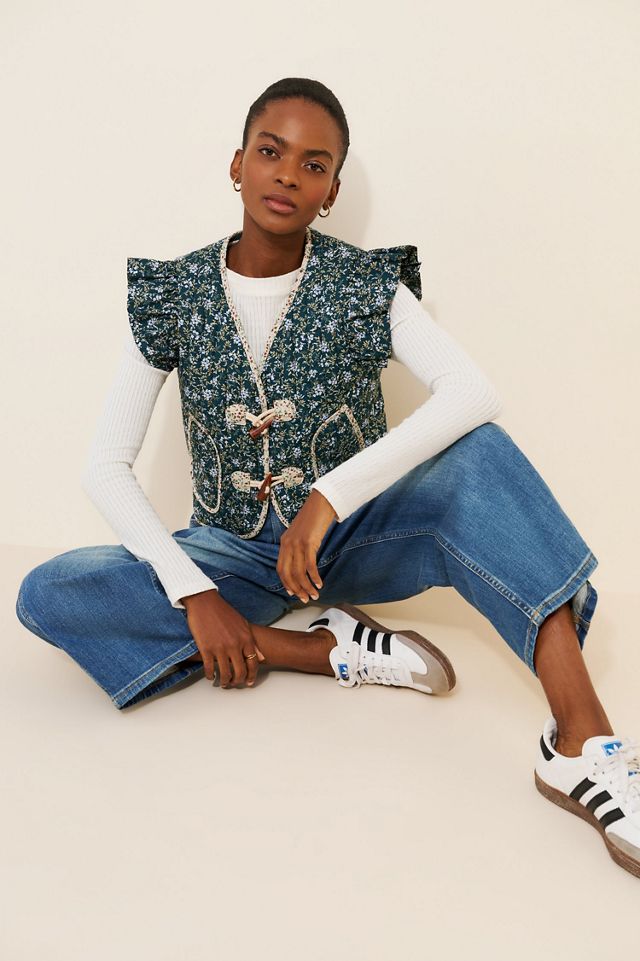 Dolan Printed Ruffle Quilted Vest #3
