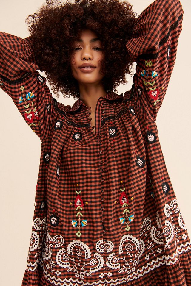 Forever That Girl Embroidered Check Dress #2