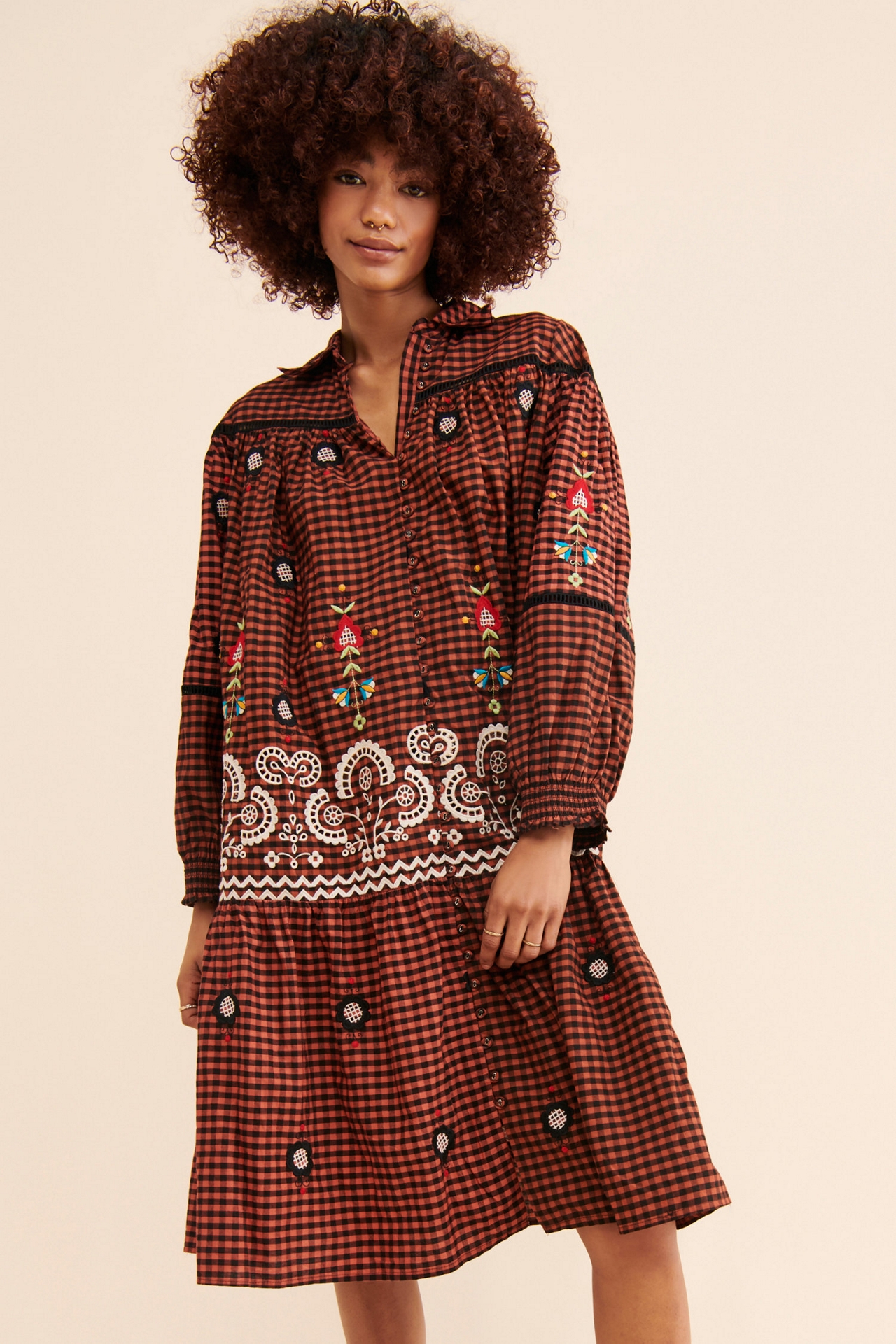 Forever That Girl Embroidered Check Dress