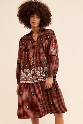 Forever That Girl Embroidered Check Dress