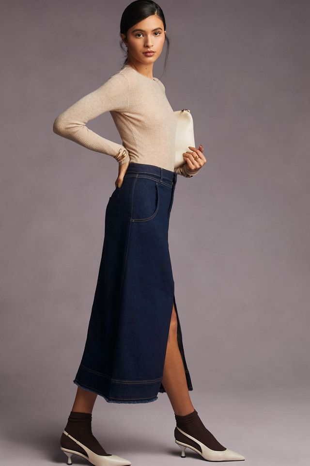 Pilcro Slit-Front Denim Skirt #4