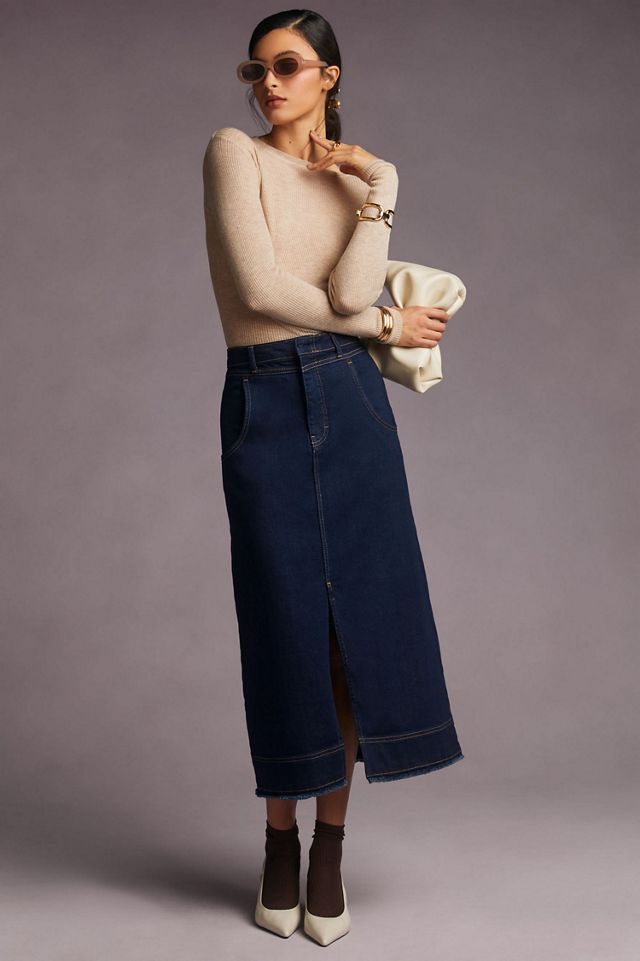 Pilcro Slit-Front Denim Skirt #3