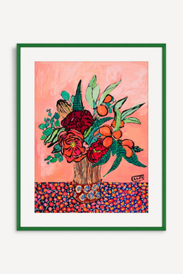 【期間限定】Bo concept 「bouquet」ヴィンテージ アート Banksia, Orange, Peony & Citrus Bouquet on Warm Orange Wall Art
