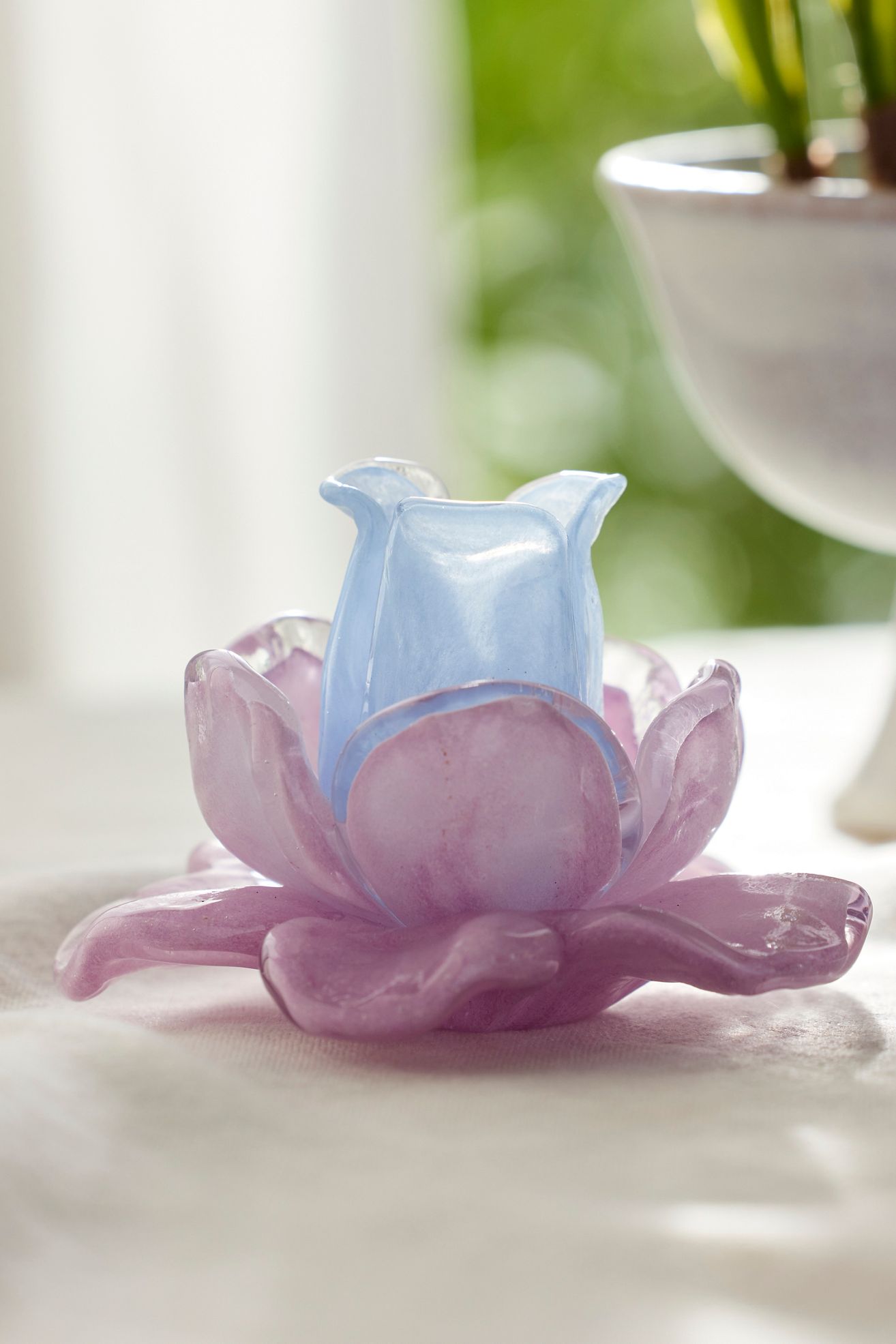 Glass Bloom Taper Holder - Lilac Ice, One Size