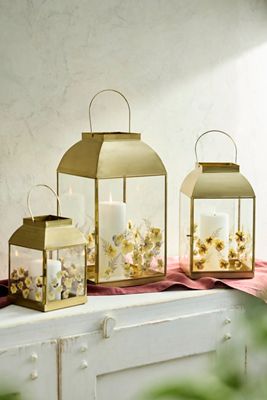 Pressed Floral Lantern, Yellow