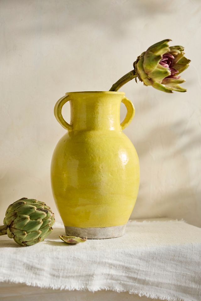 Yellow Terracotta Double Handle Vase #8