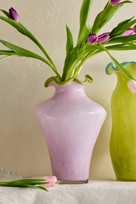 Contrast Rim Glass Vase