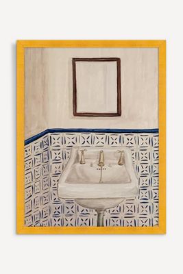 Basin on Blue Tiles Wall Art