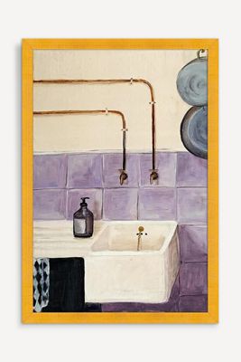Kitchen Sink on Lilac Tiles Wall Art