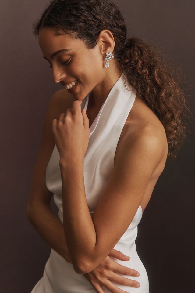 ILA Anika Halter Fringe Satin Maxi Dress #4