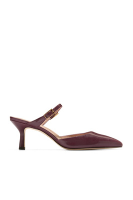 Cole Haan Annalise Buckle Kitten-heel Mules In Burgundy