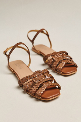 Silent D Dessma Woven Ankle-strap Sandals In Brown