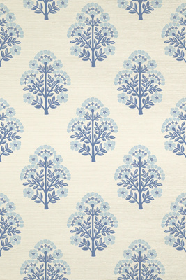 Tempaper & Co. Floral Block Printed Grasscloth Wallpaper