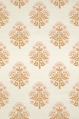 Tempaper & Co. Floral Block Printed Grasscloth Wallpaper