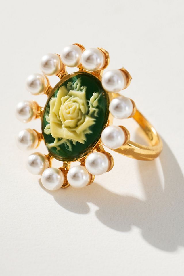 Cameo Floral Cocktail Ring #1