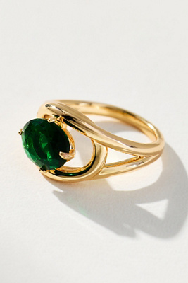 By Anthropologie Large Stone Cocktail Ring In Green