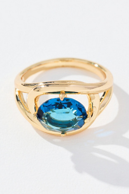 By Anthropologie Large Stone Cocktail Ring In Blue