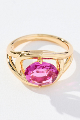 By Anthropologie Large Stone Cocktail Ring In Pink