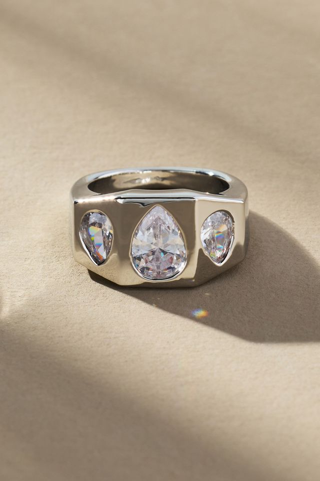 By Anthropologie Crystal Stack Ring #1