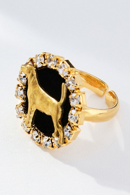 By Anthropologie Dog Cameo Cocktail Ring In Multi