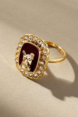 By Anthropologie Dog Cameo Cocktail Ring In Gold