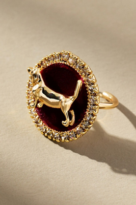 By Anthropologie Dog Cameo Cocktail Ring In Gold