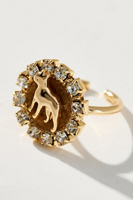 By Anthropologie Dog Cameo Cocktail Ring In Multi