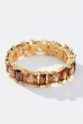 By Anthropologie Crystal Stone Stacking Ring In Brown