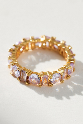 By Anthropologie Crystal Stone Stacking Ring In Purple