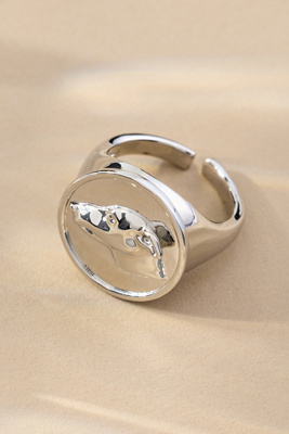 By Anthropologie Dog Icon Cocktail Ring In Silver