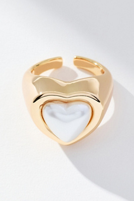 By Anthropologie Heart Stone Cocktail Ring In White
