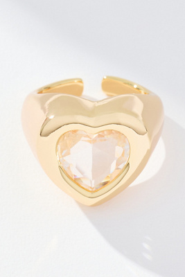 By Anthropologie Heart Stone Cocktail Ring In Transparent