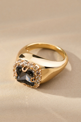 By Anthropologie Large Stone Ring In Black